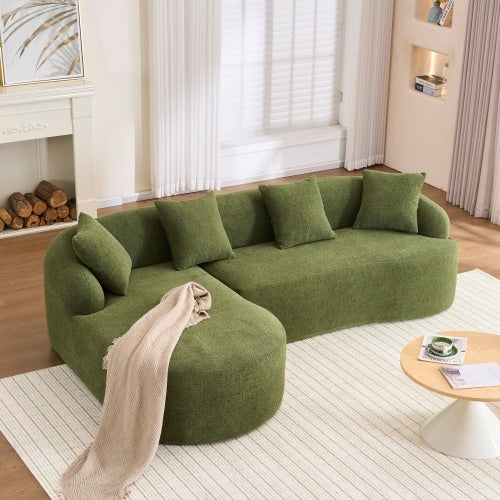 LY-022 Full Compression Sponge L-Shape Sectional Sofa, Brown Modular