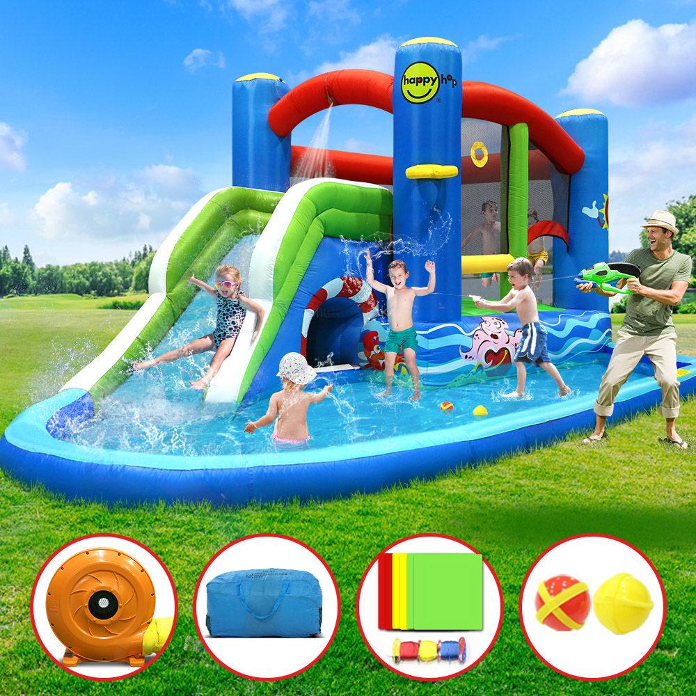 Happy Hop Inflatable Water Slide Jumping Trampoline Castle Bouncer Toy