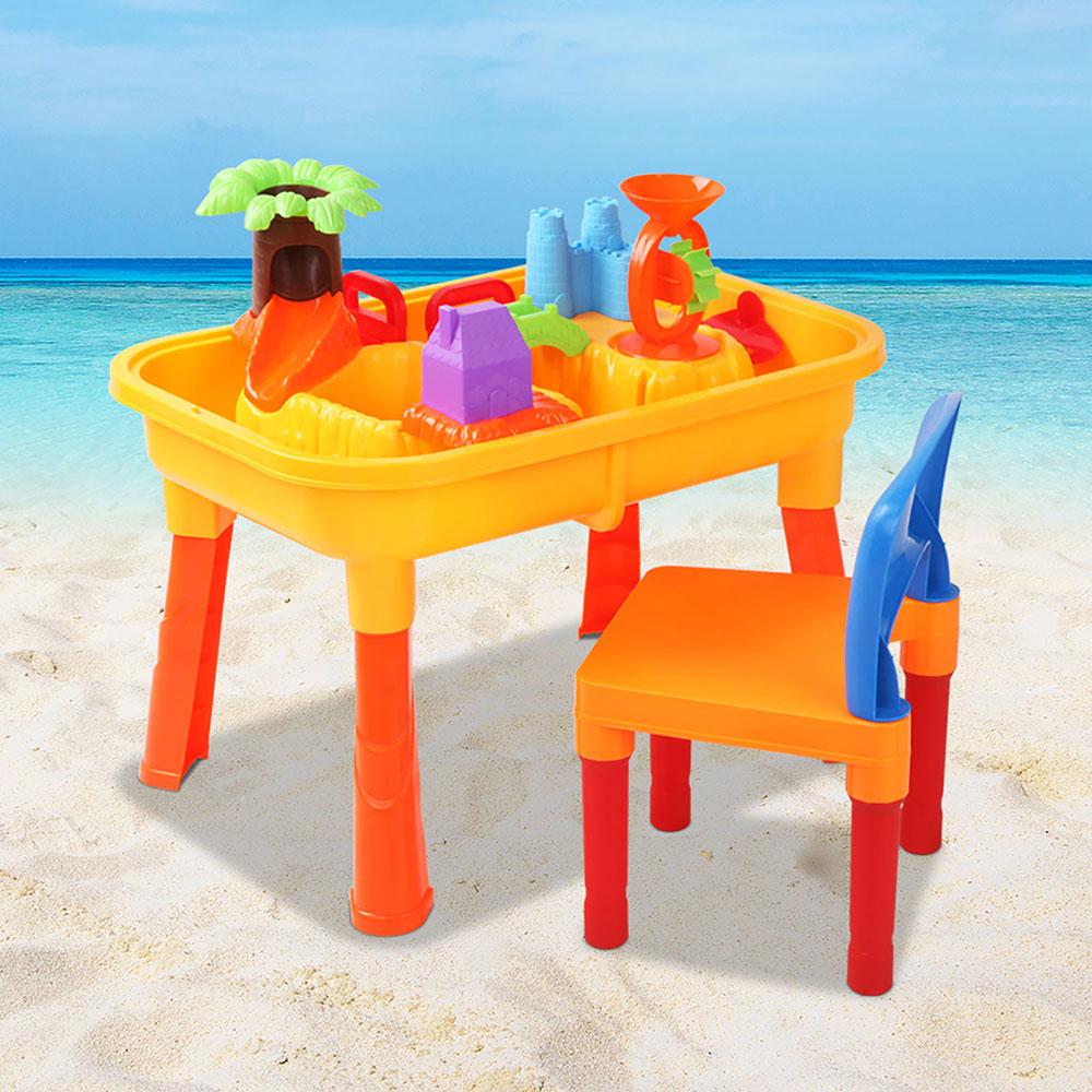 Keezi Kids Sandpit Pretend Play Set Sand Water Table Chair Outdoor