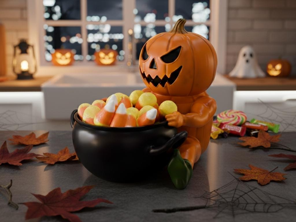 Custom Pumpkin Man Candy Dish – Resin Countertop Halloween Candy Bowl