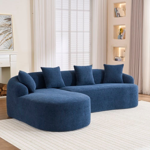 LY-022 Full Compression Sponge L-Shape Sectional Sofa, Brown Modular