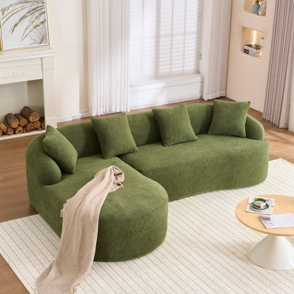 LY-022 Full Compression Sponge L-Shape Sectional Sofa, Brown Modular