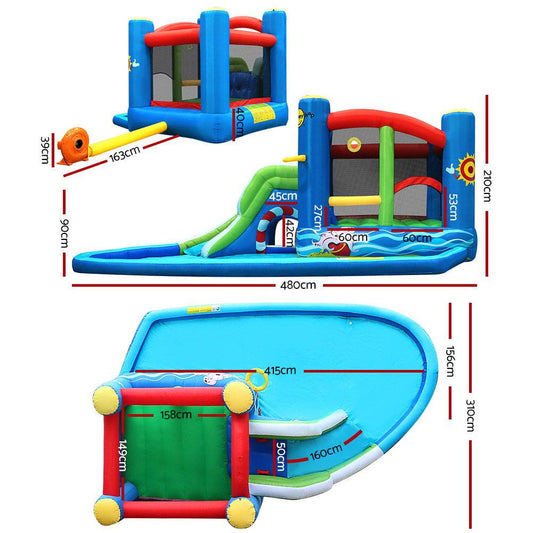 Happy Hop Inflatable Water Slide Jumping Trampoline Castle Bouncer Toy