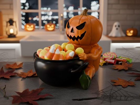 Custom Pumpkin Man Candy Dish – Resin Countertop Halloween Candy Bowl
